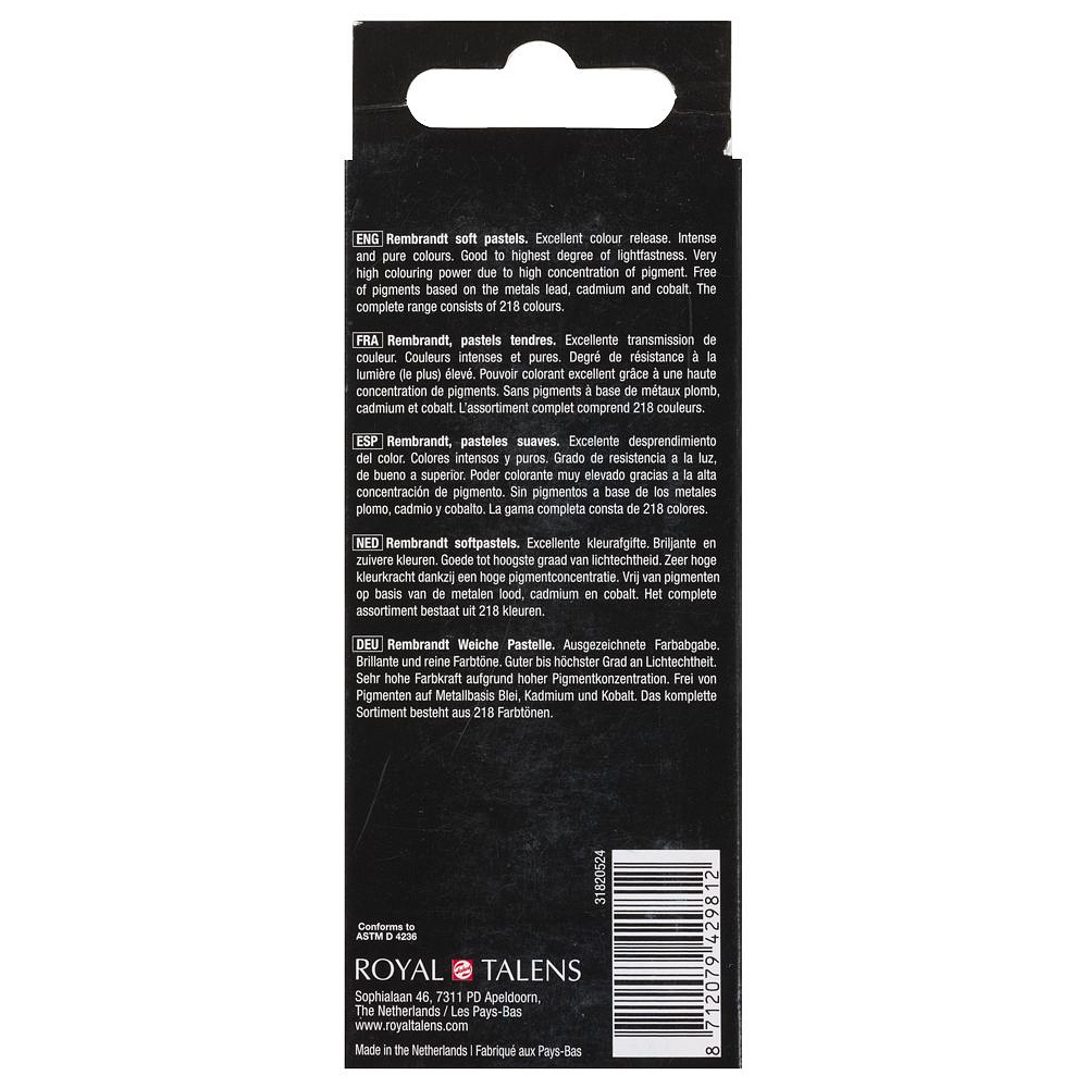 Набор мягкой пастели "Rembrandt Half Pastel", 5 цветов, теплые синие - 4