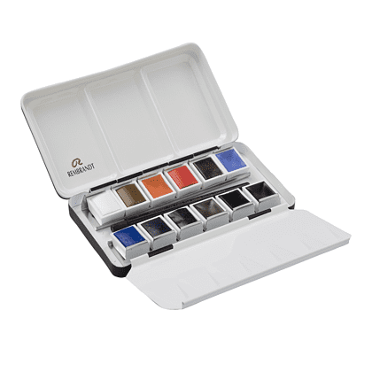 Набор красок акварельных пейзажных "Rembrandt", 12 цветов, кюветы