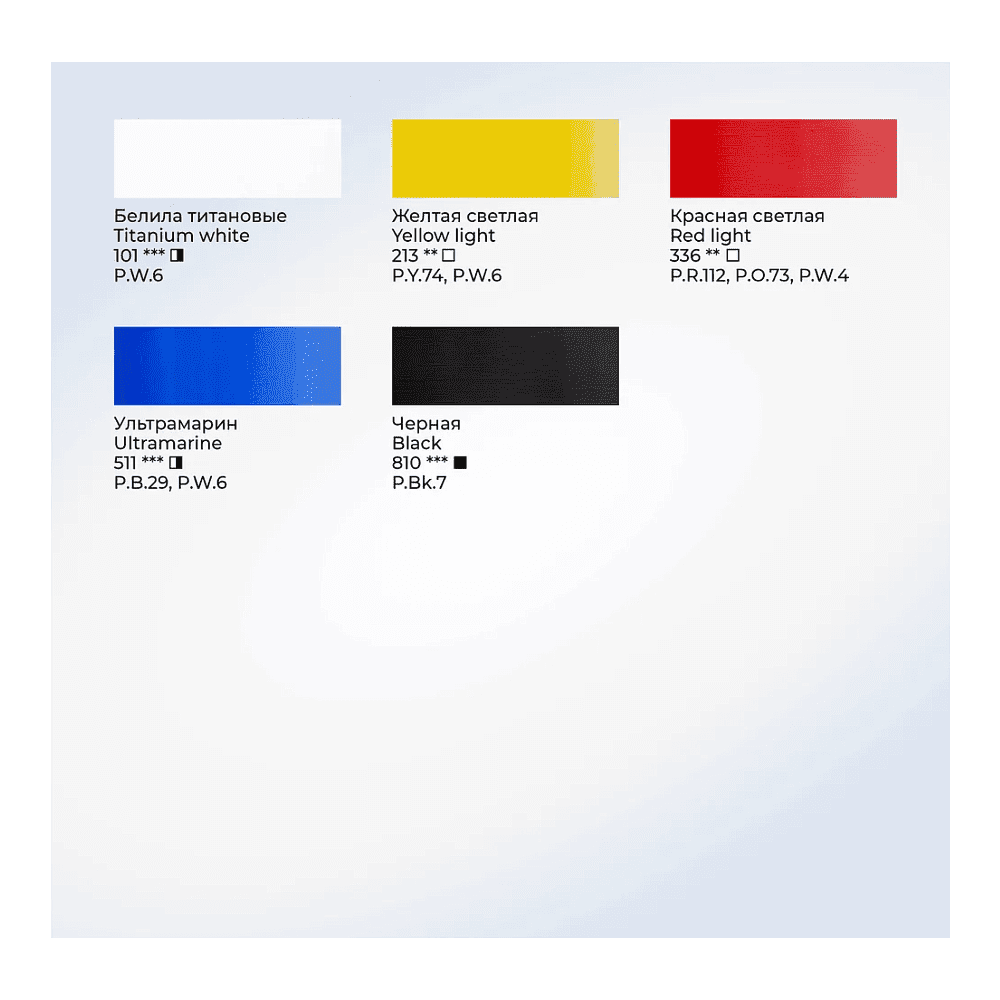 Краски акриловые "Сонет", 5 цветов, 75 мл, тубы - 2