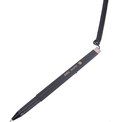 Ручка гелевая на подставке "Deli", черный, золотой, стерж. синий - 3