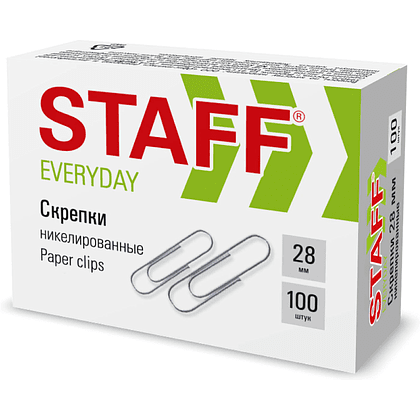 Скрепки "Staff", 28 мм, 100 шт, серебристый
