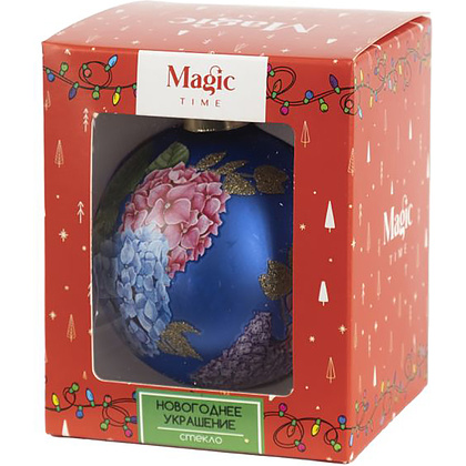 Шар елочный "Ботаника", d8 см, синий - 2