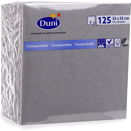 Салфетки бумажные "Duni", 125 шт, 33x33 см, серый - 2