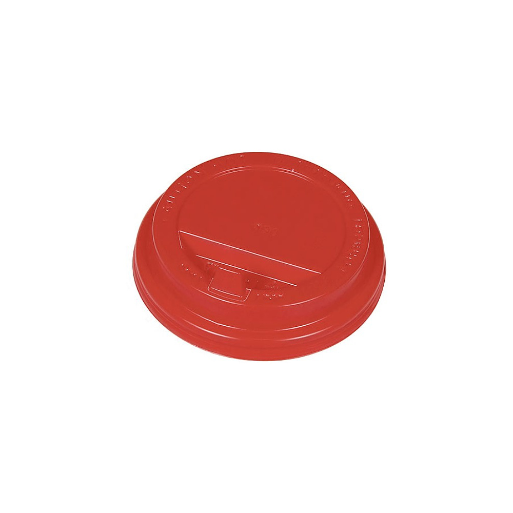 Крышка пластиковая для стаканов d=90 мм, для горячих напитков, 100 шт/упак, красный, с клапаном