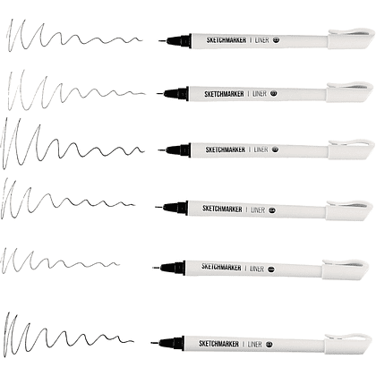 Набор ручек капиллярных "Sketchmarker", 6 штук (0.05, 0.1, 0.2, 0.3, 0.4, 0.5 мм), лайнер, черный  - 3