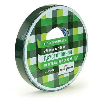 Лента клейкая двусторонняя на вспененной основе 25мм х 10м Klebebander TFK007T, в и/у