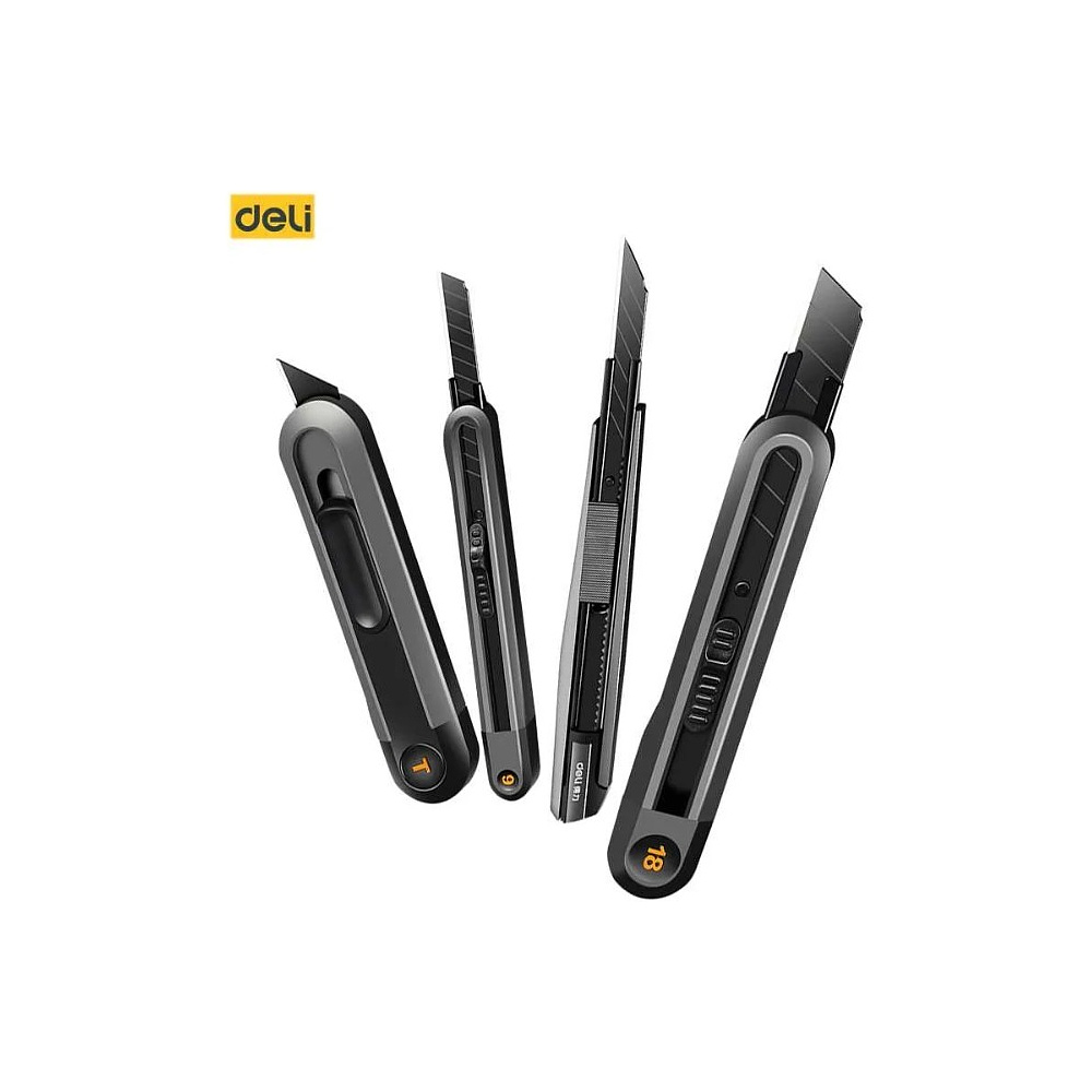 Нож строительный Deli HS EHT4009, 9 мм, Soft Touch, черный - 3