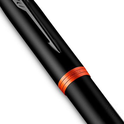 Ручка перьевая Parker "IM Vibrant Rings F315 Flame Orange PVD", F, черный, оранжевый, патрон синий - 5