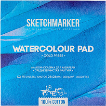 Блок бумаги для акварели "Sketchmarker", 26x26 см