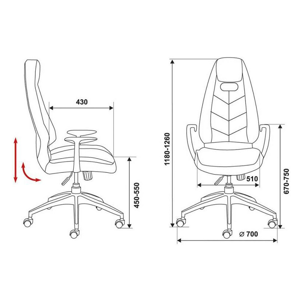 Кресло для руководителя "Бюрократ ZEN", кожа, алюминий, черный - 2