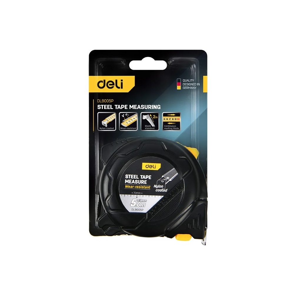Рулетка Deli YS EDL9005P, 5 м х 19 мм, желтый, черный - 8