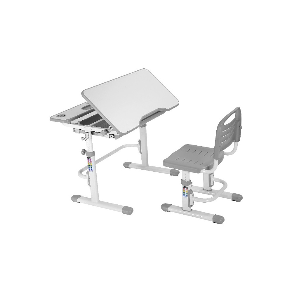 Комплект растущей мебели Fundesk "Cubby Botero": парта, стул, подставка для книг, LED-лампа, серый - 2