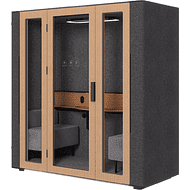 Акустическая кабина двухместная Capsula DUO NEW Comfort, глухая стенка, тёмный войлок