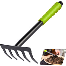 Грабли садовые Deli GS EDL580813, 310 мм, противоскользящая рукоятка, черный, зеленый