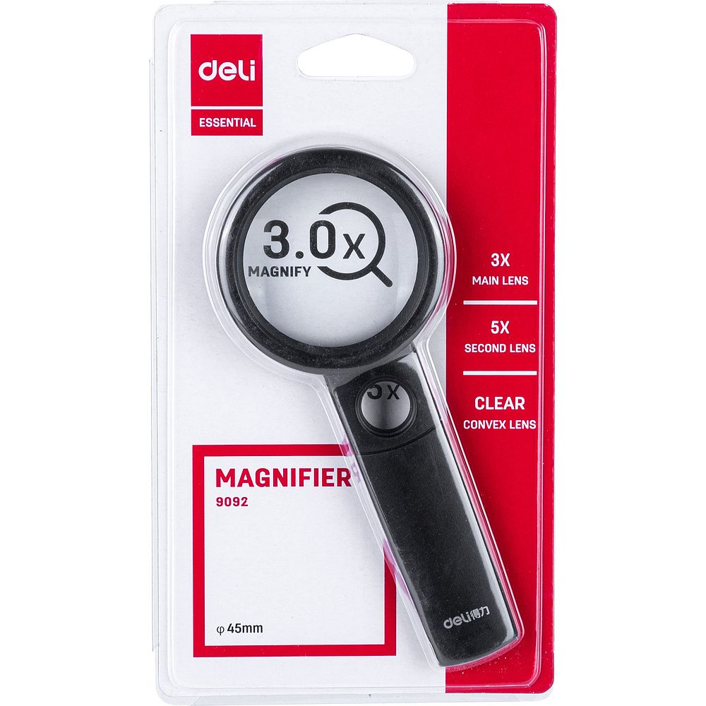 Лупа увеличительная Deli, 3-х кратное увеличение, черный - 3