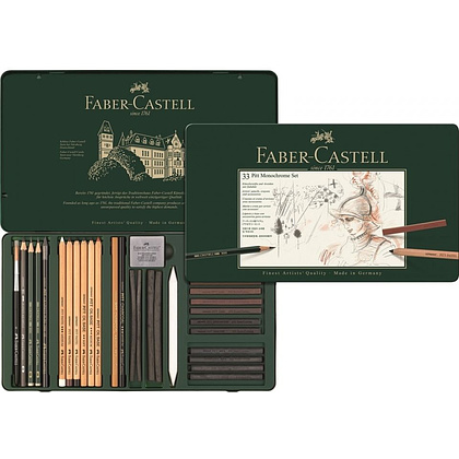 Спец.набор худ.предметов 33 предмета "Pitt Monochrome" Faber-Castell, мет.кор. - 2