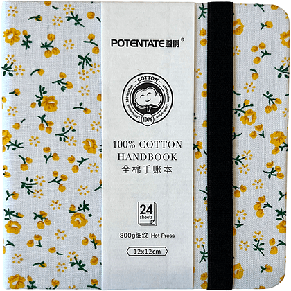 Cкетчбук для акварели "Potentate", горячий пресс, 12х12 см, 300 г/м2, 24 листа, флора