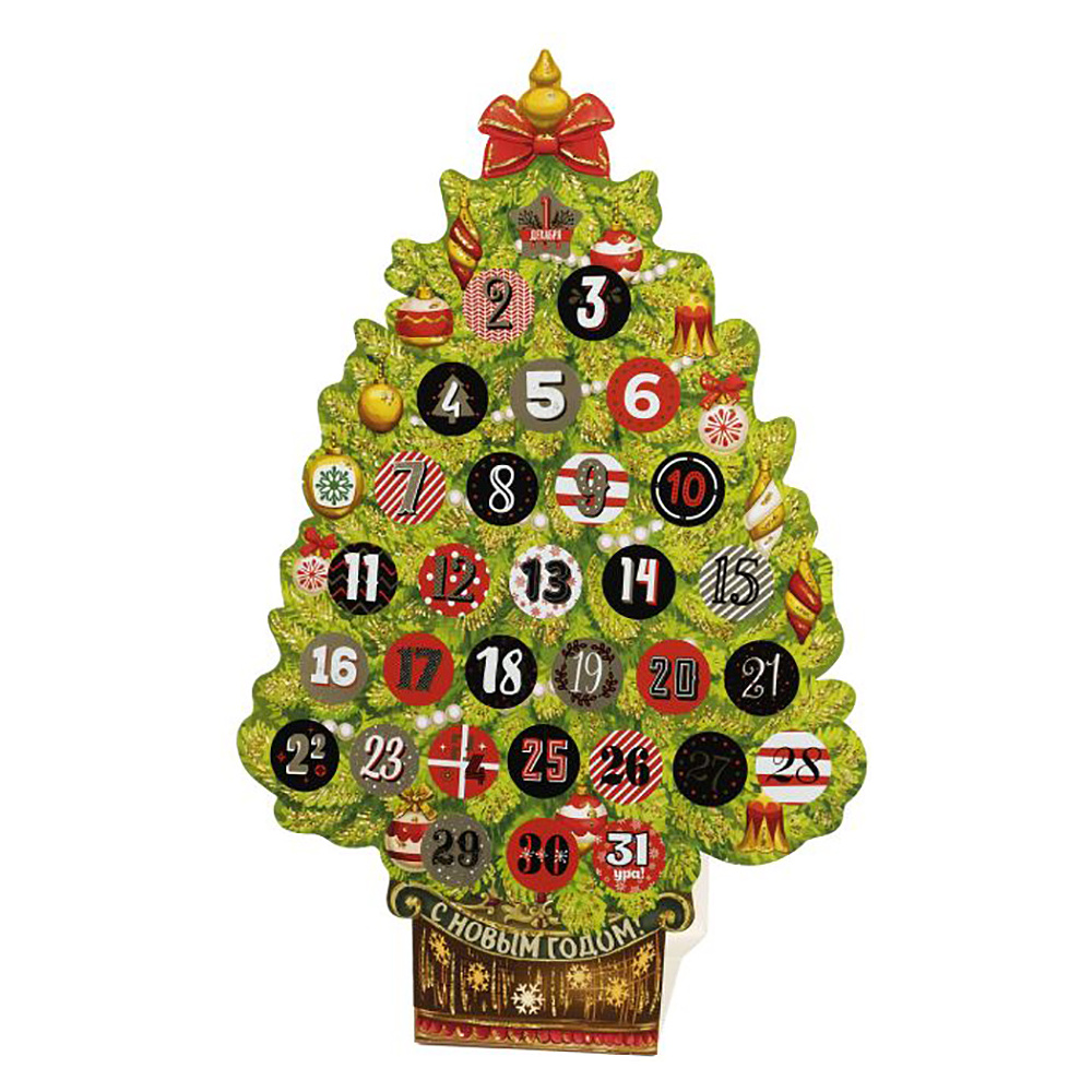 Ель настольная "Адвент с отрывными наклейками-сюрпризами Волшебство", 40x26 см