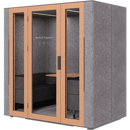 Акустическая кабина четырехместная Capsula QUADRO, глухая стенка, светлый войлок