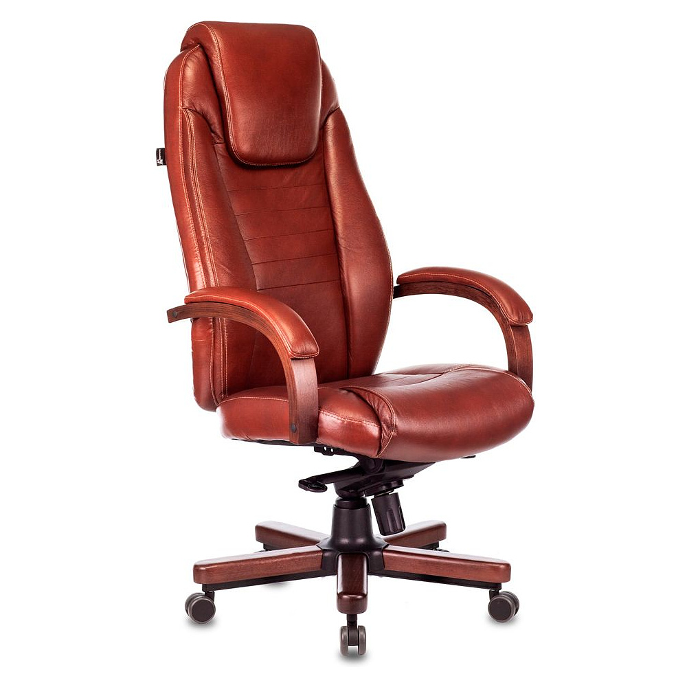 Кресло д/руководителя Бюрократ T-9923WALNUT светло-коричневый Leather Eichel кожа крестовина металл/дерево