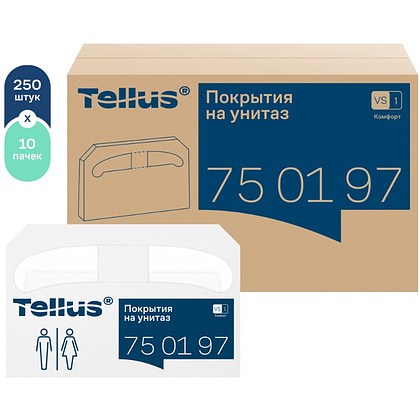 Покрытия бумажные индивидуальные на унитаз Tellus Комфорт, 1/2 сложение, 250 шт/упак, VS1 - 2