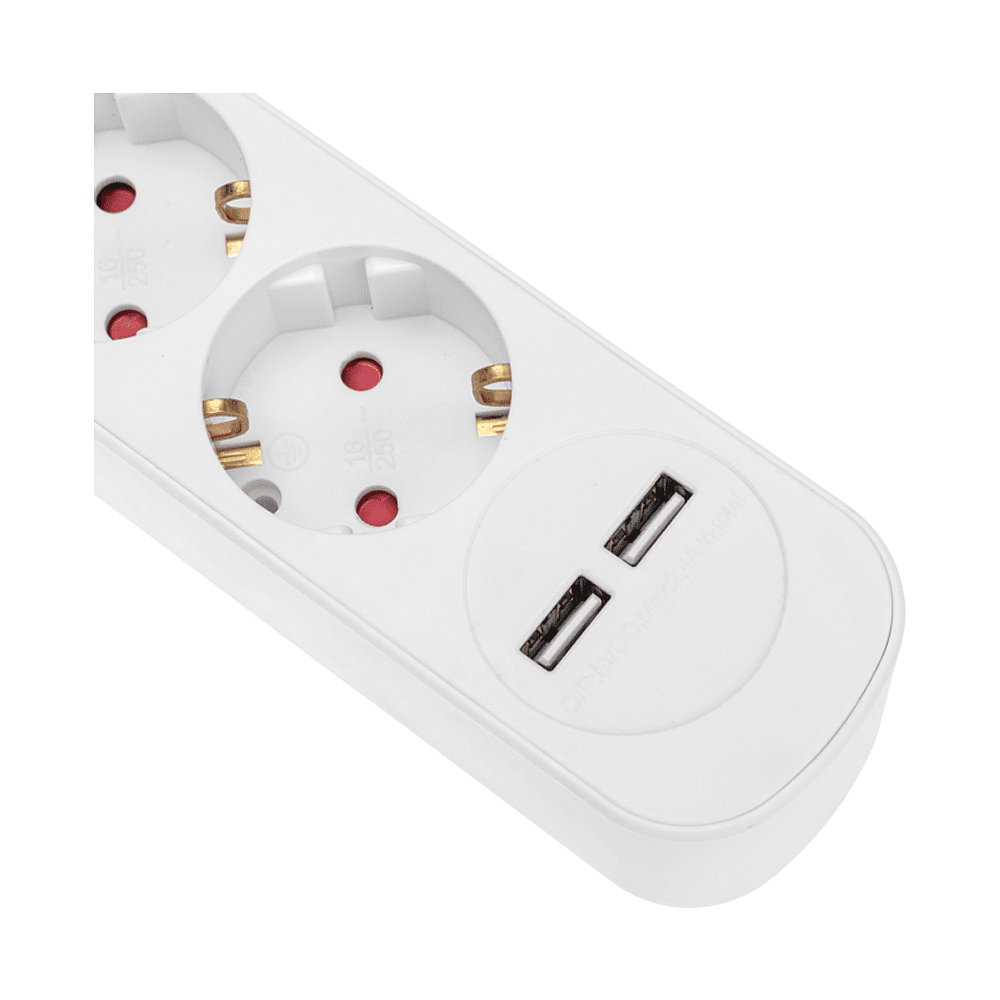 Удлинитель "Standard", 5 розеток, 2 USB, 16А, 3 м, белый - 3