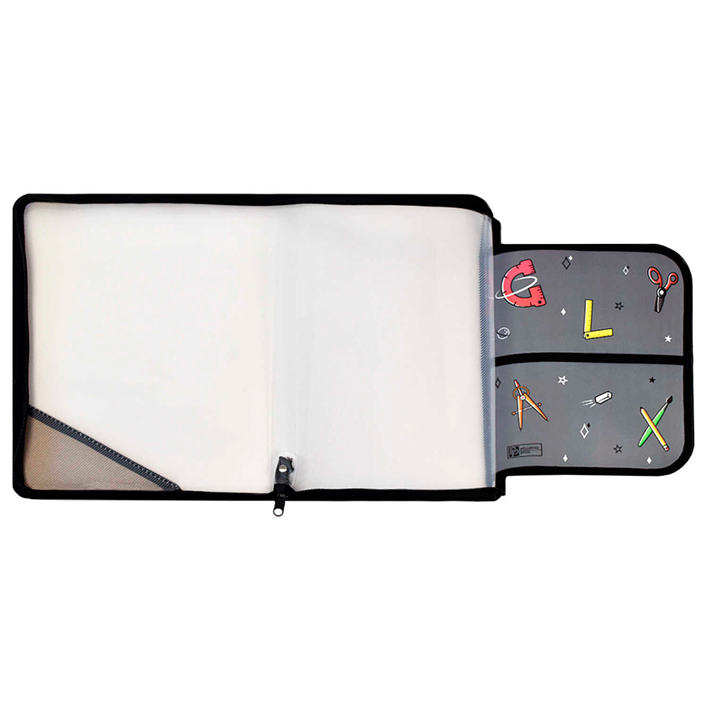 Папка для труда "Гэлэкси", А4, на молнии, серый, черный - 5