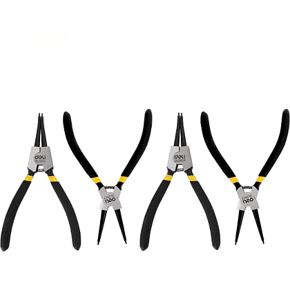 Съемники стопорных колец Deli YS EDL20521-4, 180 мм., набор 4 шт., желтый, черный