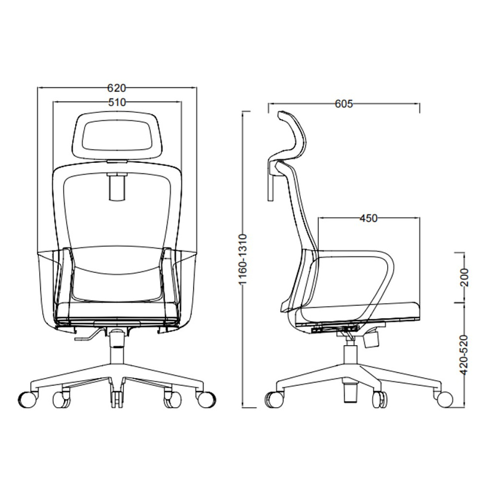 Кресло компьютерное SitZone U-060A, сетка, ткань, черный, 2 шт/упак - 5