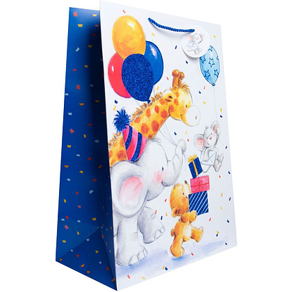 Пакет бумажный подарочный "Зверята", 33x45.7x17 см, ассорти - 2
