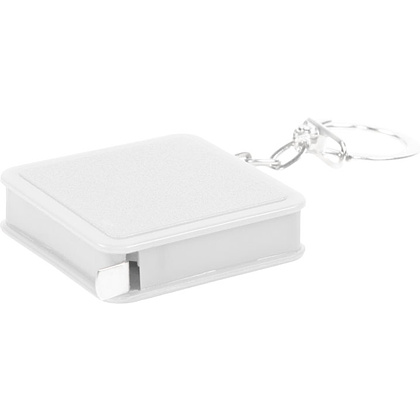 Брелок-рулетка "7305", пластик, металл, 1 м, белый