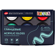 Краска акриловая глянцевая "Декола", набор 6 цветов
