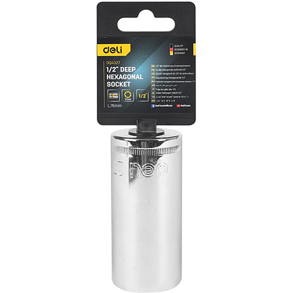 Головка торцевая шестигранная Deli YS EDQ4327 1/2", 27 мм, глубокая, серебристый