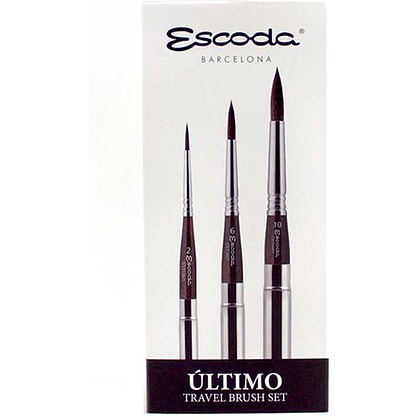 Набор кистей "Escoda Ultimo", имитация белки, круглая, складная №2, 6, 10