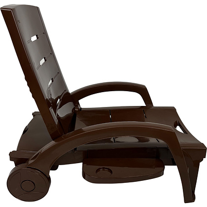 Шезлонг складной на колесах, пластик, шоколадный - 7