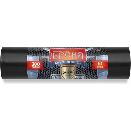 Мешки для мусора Ромашка Броня, 300 л, ПВД, 60 мкм, 105х150 см, 10 шт/рулон, черный