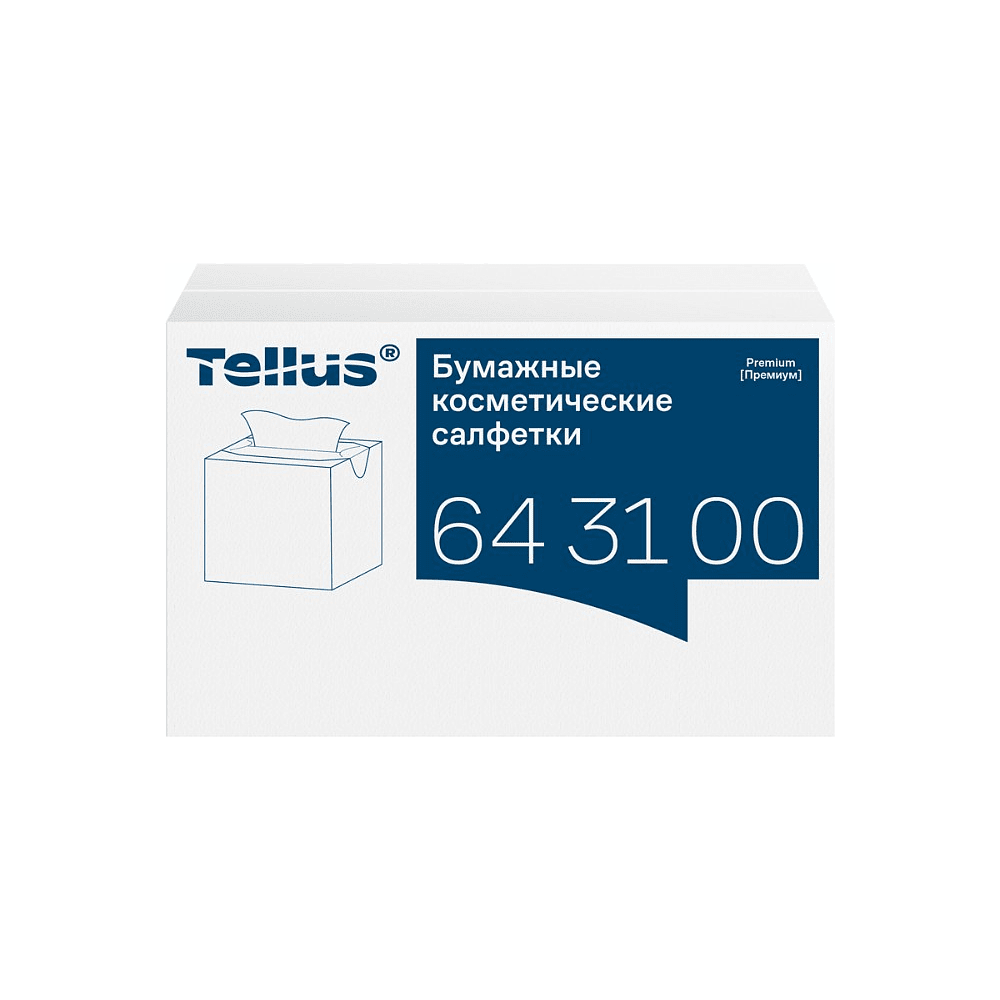 Салфетки косметические Tellus Премиум, 90шт/уп, в кубе - 4