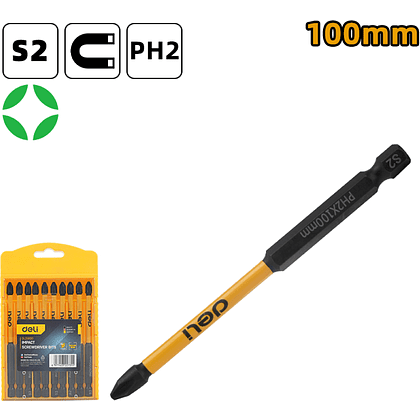 Бита ударная Deli YS EDL251100, 10 шт., PH2 x 100 мм - 8