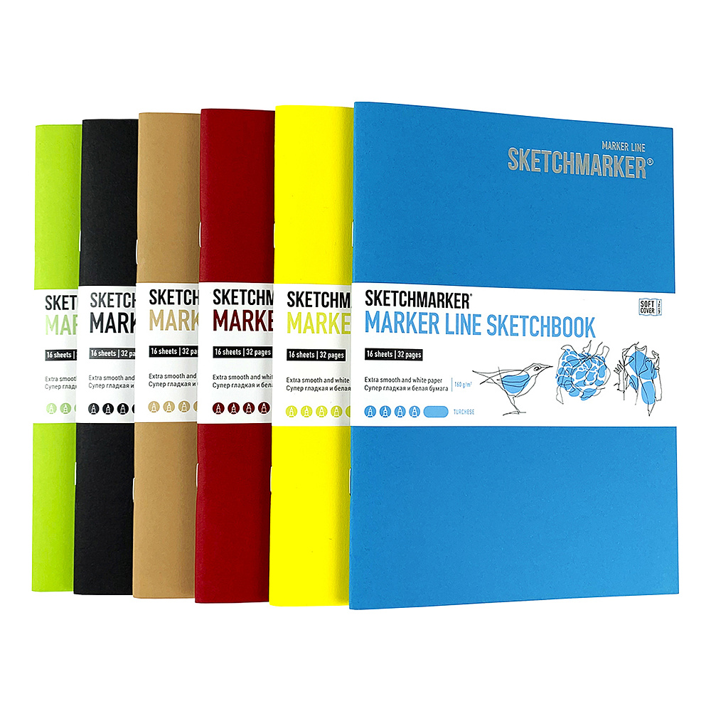 Скетчбук "Sketchmarker marker line", 17.6x25 см, 160 г/м2, 16 листов, бирюзовый - 2
