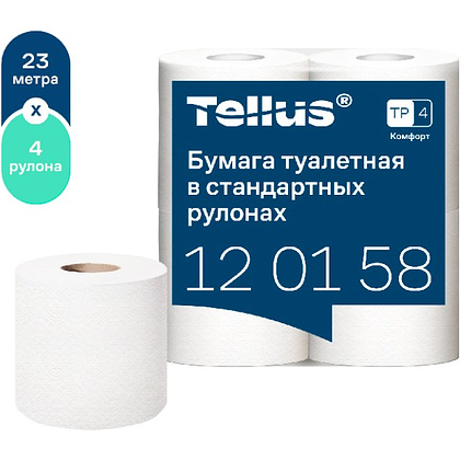 Бумага туалетная Tellus Комфорт, TP4, 4 рулона, 23 м., 2 слоя - 11