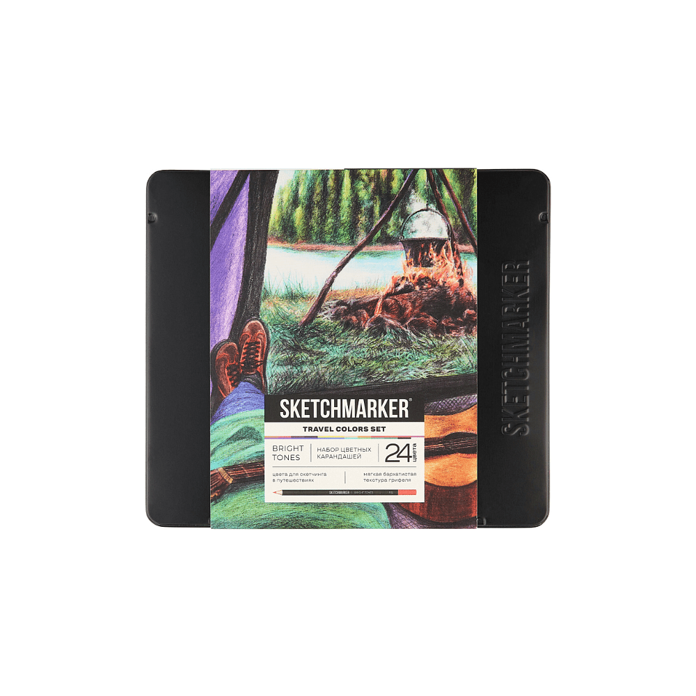 Карандаши цветные "Sketchmarker Путешествия", набор 24 цвета, жестяной пенал.