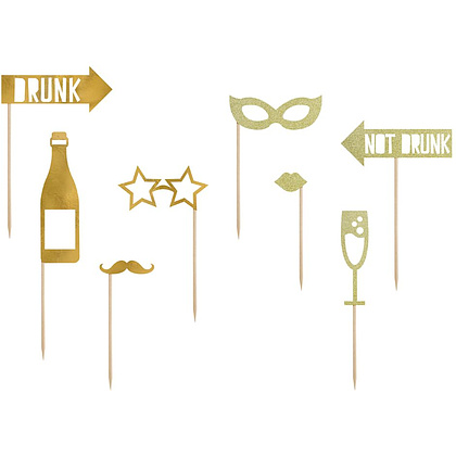 Набор для фотосессии "Давайте праздновать", 8 шт, золотистый
