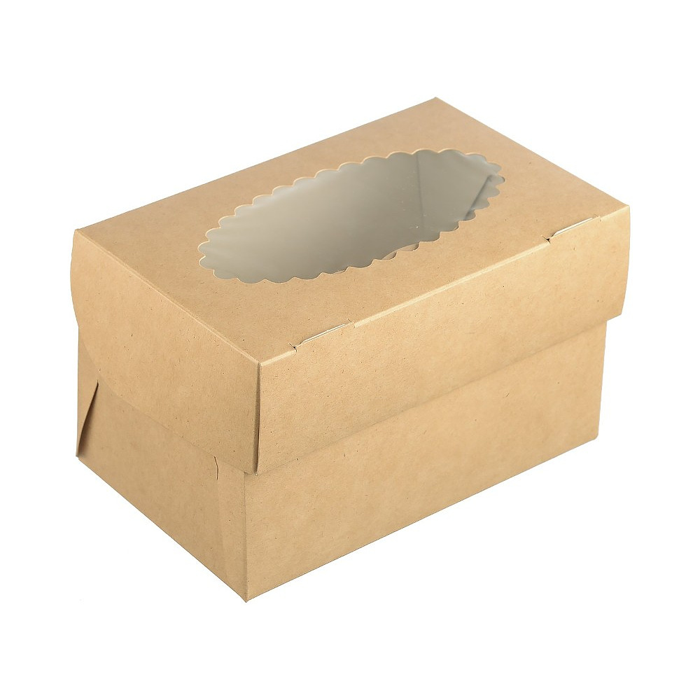 Контейнер бумажный для 2-х маффинов, 200 шт/упак, крафт - 3