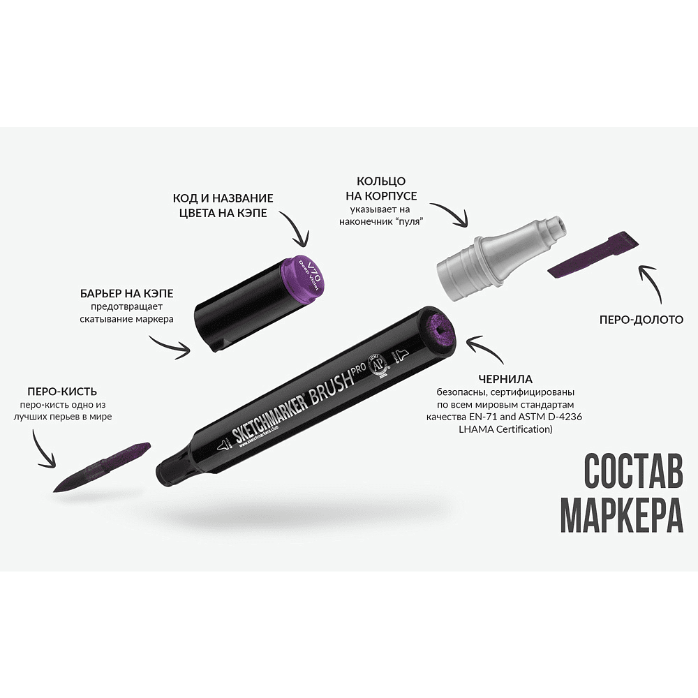 Маркер перманентный двусторонний "Sketchmarker Brush", R81 кирпич - 7