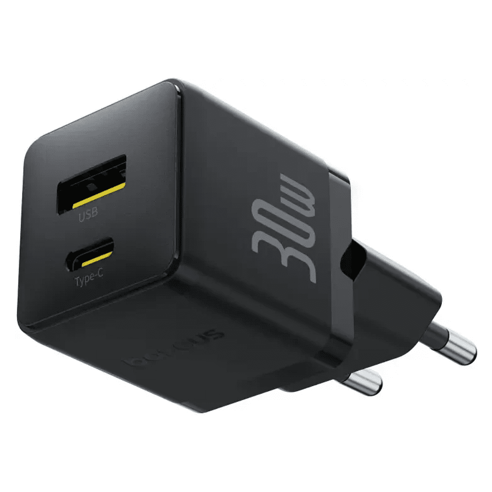 Сетевое зарядное устройство Baseus "Palm", Fast Charger, C+U, 30W, EU, Cluster Black - 5