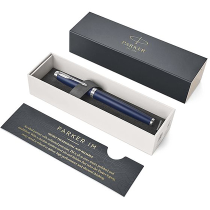 Ручка перьевая "Parker IM Matte Blue CT", F, синий, серебристый, патрон черный - 5