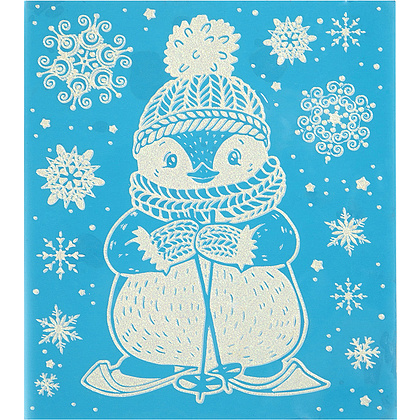 Наклейка декоративная на стекло "Снежный пингвин"