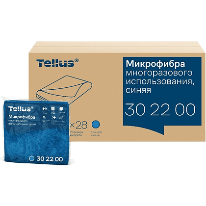 Салфетка из микроволокна Tellus, 220 гр/м2, 35х35см, 5шт/упак, синий