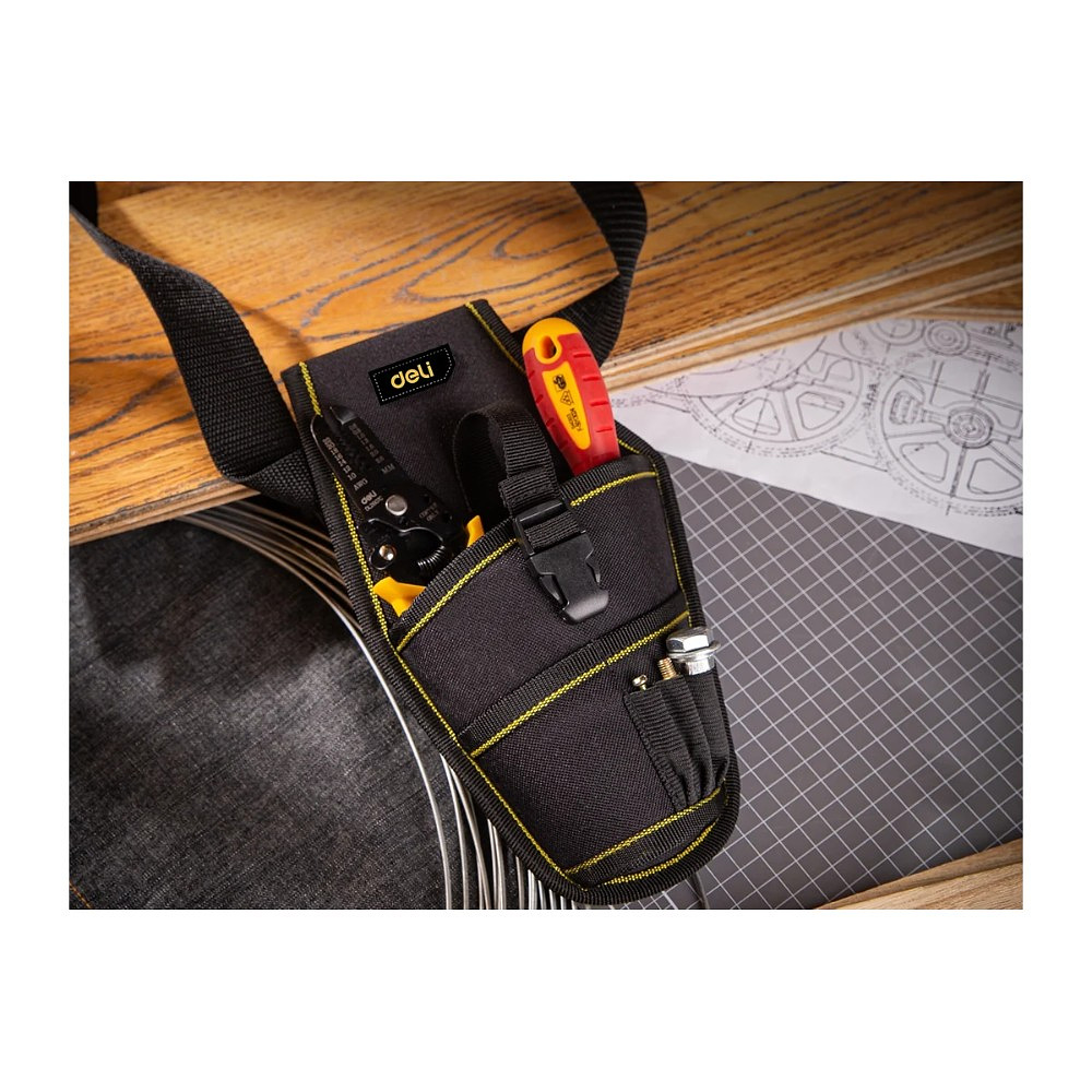 Сумка для инструментов поясная Deli YS EDL430004, 260х150х40 мм, ткань Oxford, черный - 4
