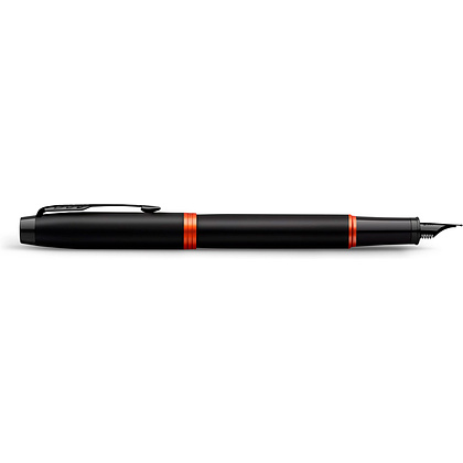 Ручка перьевая Parker "IM Vibrant Rings F315 Flame Orange PVD", F, черный, оранжевый, патрон синий - 4